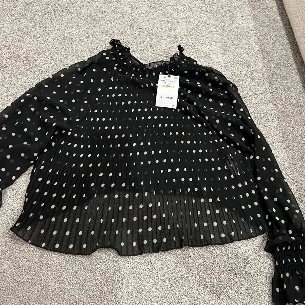 Zara Black and White Polka Dot Blouse